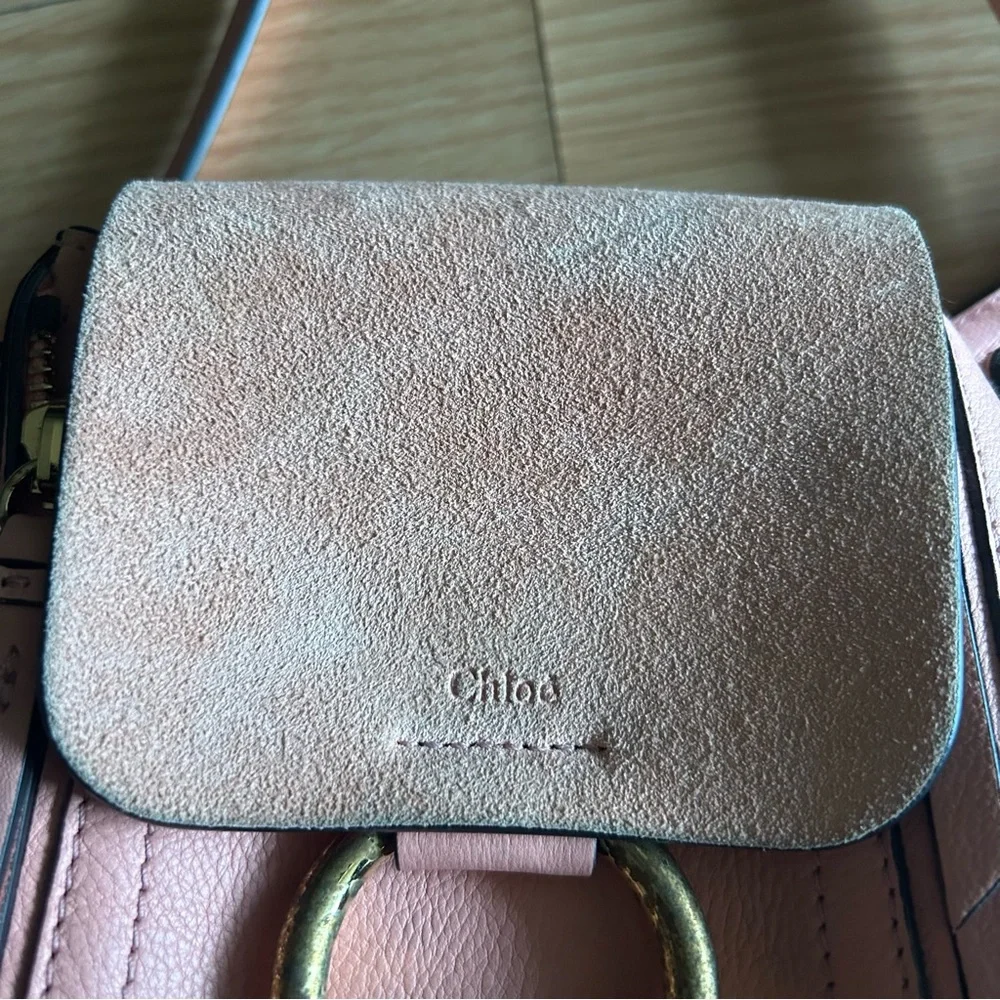 Chloe Faye Pink Suede Two Way Mini Backpack Bag